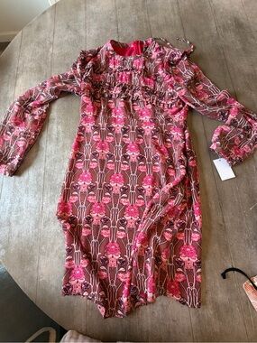 Topshop Pink Floral Long-Sleeve Casual Dress